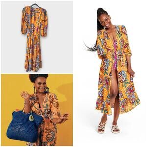 Tabitha Brown floral kimono swing dress swim coverup, size small